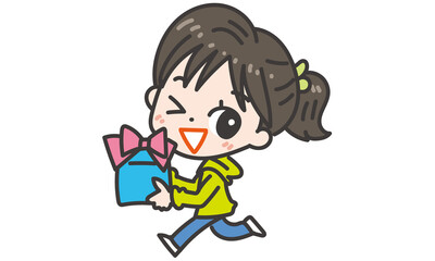 プレゼントを持つ女性