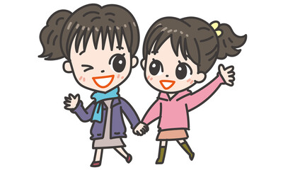 手をつなぐ女性ふたり