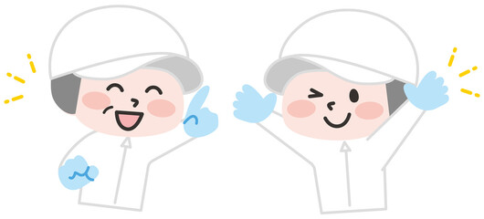 白衣を着た作業員たち