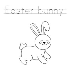 Trace the letters and color Easter bunny. Handwriting practice for kids.