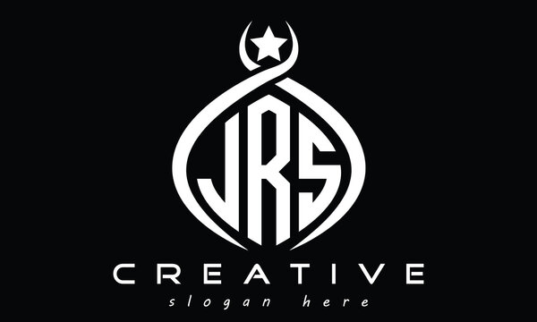 JRS three letters monogram curved oval initial logo design, geometric minimalist creative logo, vector template