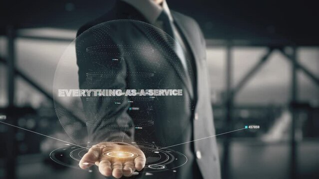 Everything-As-A-Service with hologram businessman concept