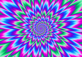 Obraz premium Pulsing colorful spirals. Optical illusion of movement.