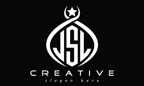 JSL three letters monogram curved oval initial logo design, geometric minimalist creative logo, vector template