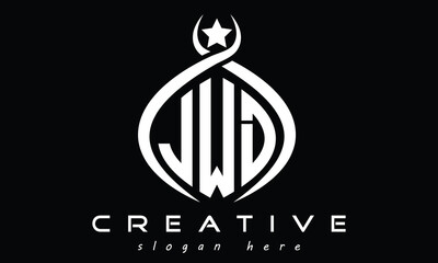 JWD three letters monogram curved oval initial logo design, geometric minimalist creative logo, vector template