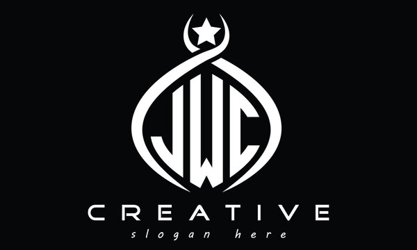 JWC three letters monogram curved oval initial logo design, geometric minimalist creative logo, vector template