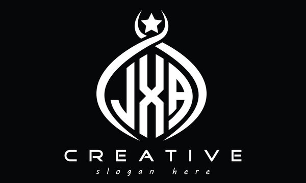 JXA three letters monogram curved oval initial logo design, geometric minimalist creative logo, vector template