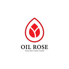 Rose logo combined with oil drops. Elegant logo and business card design Premium Vector.