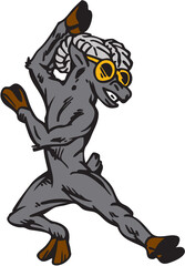 Ram Mascot Dancing Vector Illustration