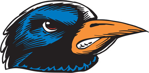 Raven Mascot Head Vector Illustration
