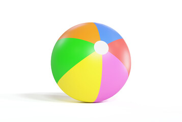 Beach ball colorful isolated on a white background, 3d illustration.