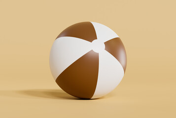 Brown beach ball on brown background. 3D rendering.