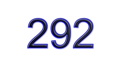 blue 292 number 3d effect white background