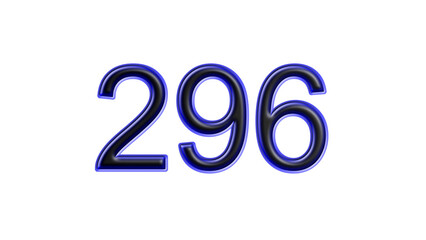 blue 296 number 3d effect white background