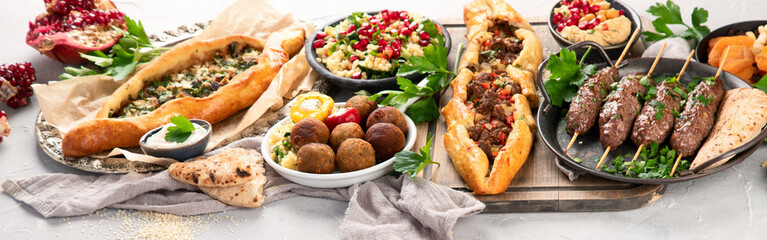 Turkish food on light background.
