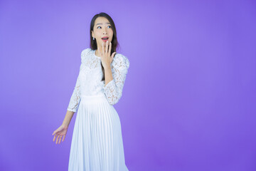 Portrait beautiful young asian woman smile with action