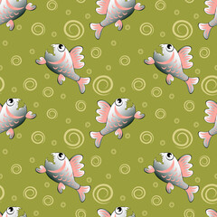 predatory evil piranha fish. Fabulous underwater world. Styling, cartoon style. Design element