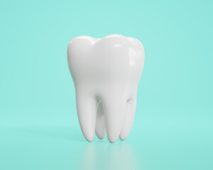 Teeth on blue background, 3d illustration.