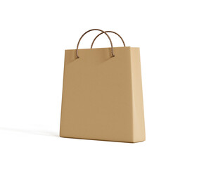Paper bag isolated on white background. Online shopping concept. 3D rendering.