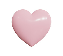 Pink heart realistic isolated on white background. concept for valentines day, 3D rendering.