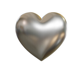 Silver heart realistic isolated on white background. concept for valentines day, 3D rendering.