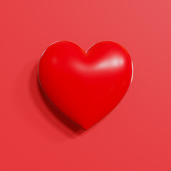 Red heart on colorful background. valentines day concept, 3D rendering.