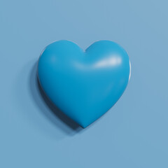 Blue heart on colorful background. valentines day concept, 3D rendering.