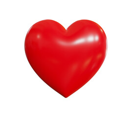 Red heart realistic isolated on white background. concept for valentines day, 3D rendering.