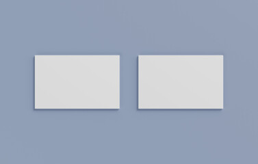 Blank business card on blue background, 3D rendering.