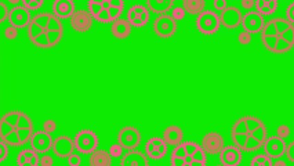 Animation of rotating gears wheels ( 4K ) | Green background for chroma key use.