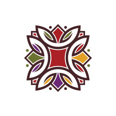 Obraz premium Floral pattern logo template design vector icon illustration