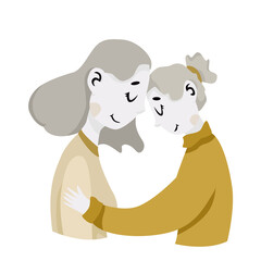 Women supporting each other. Female friend hug. Vector illustration of two friends. The concept of friendship, care and love. 