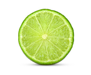 Sliced lime on white background