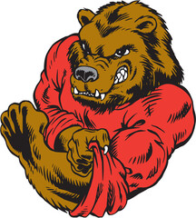 Tough Guy Bear Mascot Vector Illustration