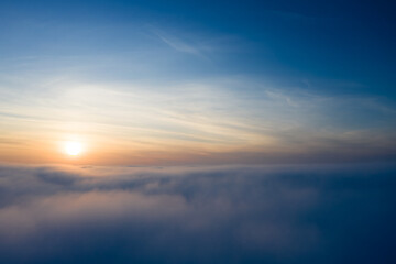 Dawn over the clouds. Concept, peace and rest.