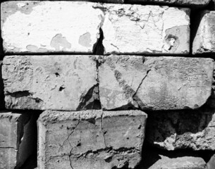 Beautiful texture old brick from big wall block