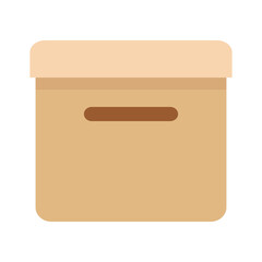 A cardboard box with a slot for carrying is a package suitable for food, pharmaceuticals, equipment and many other types of products. Vector illustration isolated on a white background.