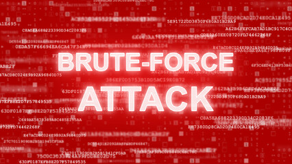Brute-force attack - hacker pasword protection security red alert background - 484578774
