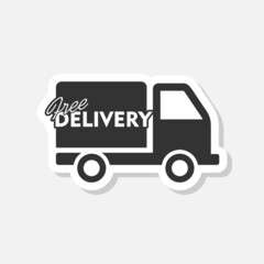 Delivery truck sticker icon isolated on white background