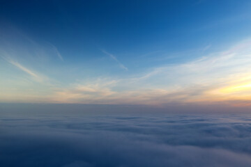 Dawn over the clouds. Concept, peace and rest.