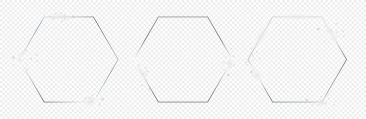 Silver glowing hexagon frame