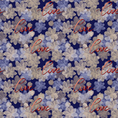 Seamless pattern with floral elements on dark background. Bright pattern for wallpaper, fabric, packaging, cards.