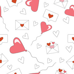 Pattern with a heart-shaped balloon and a letter