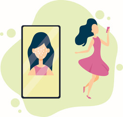 Face Recognition by App flat modern design