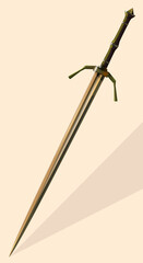 medieval weapons - steel sword fantasy illustration, vector