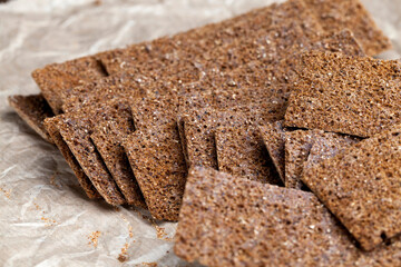 thin and crispy bread close up