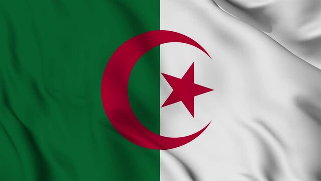 Algeria flag waving looping footage Full 4K (3840 x 2160) Realistic Algeria Flag Looping background. Looping Closeup Full 4K (3840 x 2160) footage. Algeria country flags Full 4K. July 5