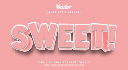Editable text effect, Sweet text on pink and white color style inner glow style