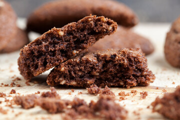 chocolate cookies on a wooden table