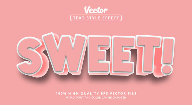 Editable text effect, Sweet text on pink and white color style inner glow style